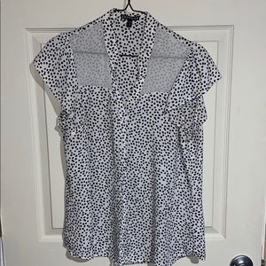Express Black & White Dotted Button-up Blouse